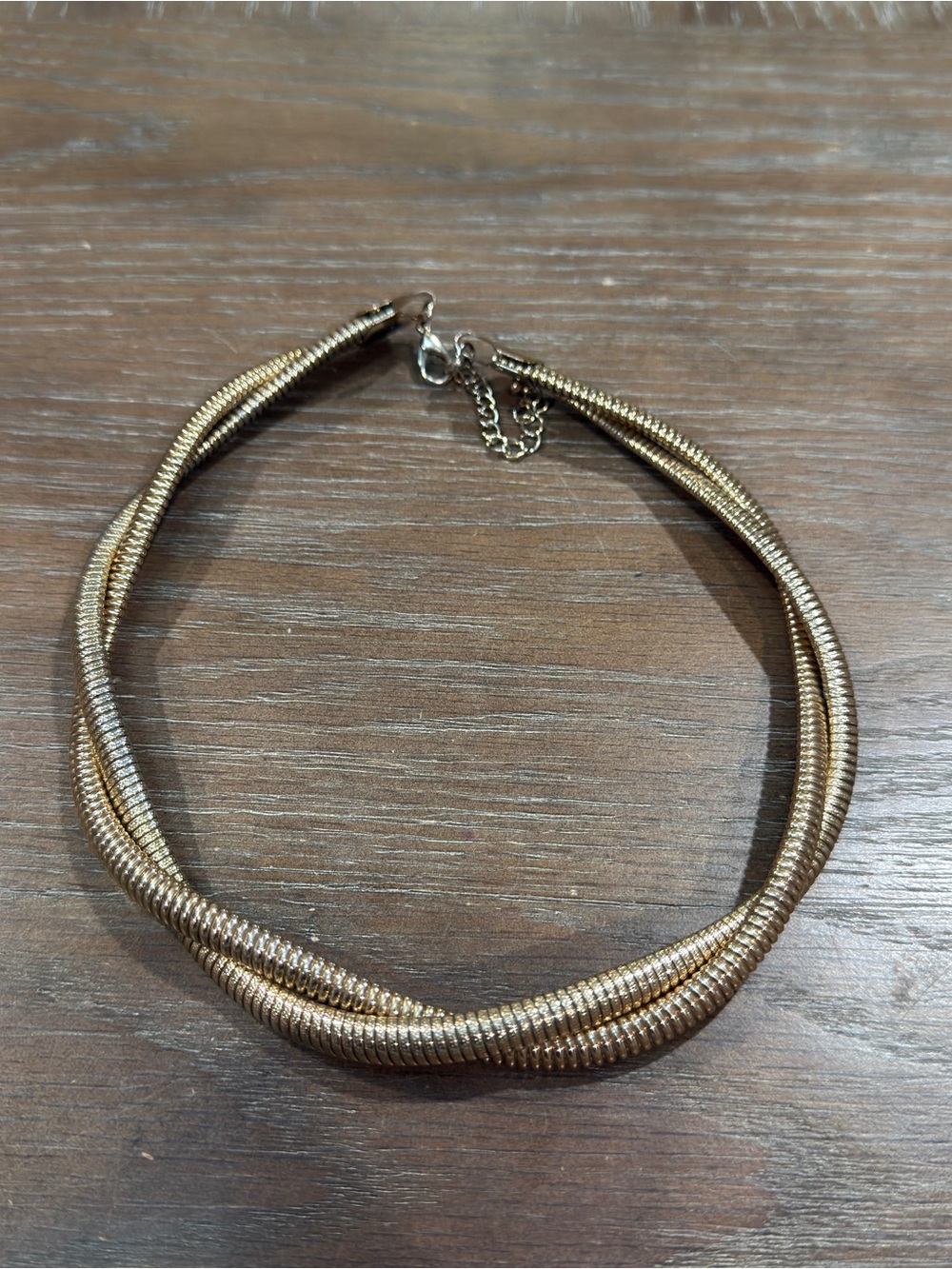 NATASHA vintage chunky gold tone braided choker necklace
